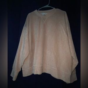 H&M - Women’s XL Powder Pink Ribbed Velour Long Sleeve